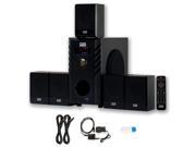 Acoustic Audio AA5104 Home 5.1 Speaker System with USB Bluetooth Optical Input and 2 Ext. Cables