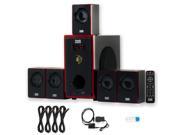 Acoustic Audio AA5103 Home 5.1 Speaker System with USB Bluetooth Optical Input and 4 Ext. Cables