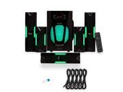 Theater Solutions TS524 Deluxe 5.1 Speaker System with LED Lights USB Bluetooth and 5 Ext. Cables