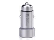 Xiaomi Two Port Car Charger Full Metal 5V 3.6A Dual USB Car Charger with LED Light Silvery Gray