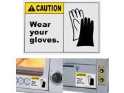 3Pcs 130x90mm Safety Signage Warning Sticker Please wear your gloves Caution Sign