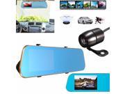 4.3 TFT HD 1080P Wide Angle Dual Lens Car DVR Dash Cam Rearview Mirror Camera Backup Video Recorder