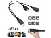 OTG Host Micro USB Male to USB A Micro USB Female Cable Adapter Power Splitter