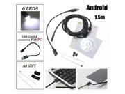 1.5M Waterproof 7mm 6 LED USB Endoscope Borescope Snake Inspection Tube Camera Scope for Android