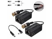 2PCS CCTV Coax BNC Male to CAT5e 6 RJ45 Connector Video Power Balun Transceiver Cable