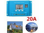 20A LCD Solar Panel Charge Controller Battery Regulator 12V 24V AUTO USB
