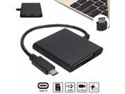 OTG USB 3.1 Type C to 2 Port USB 3.0 Hub TF SD Card Reader Adapter for MacBook