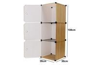 3 Cube DIY Stackable Panel Closet Organizers Storage Interlocking Shelf Modular Brown