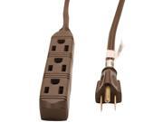 Ge 3 outlet Grounded Office Cord 8ft brown