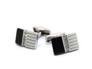 Black with White Crystal Rectangle Cufflinks