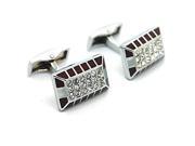 Brown with White Crystal Rectangle Cufflinks