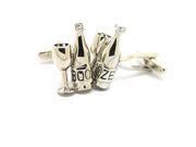 Silver Glass Bottles and Glasses Cufflinks