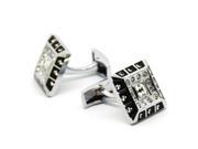 Black with White Crystal Square Cufflinks