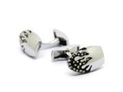 Silver with Black Pattern Oval Cufflinks