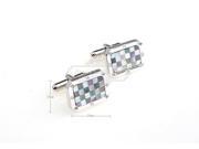 Romance White Crystal and Colorful Shell Rectangle Cufflinks