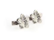 Silver Metal Flower Cufflinks