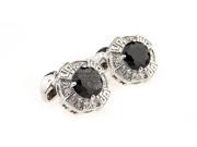 Onyx and Crystal Cufflinks with a Fluted Effect Wedding