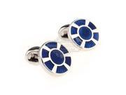 Wheel Shaped Blue and Silver Cufflinks