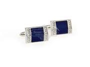 The Rectangular Metal Inlay Crystal Cufflinks Blue Epoxy Cuff Links