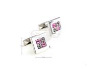 Classic pink and grey crystal two color square cufflinks