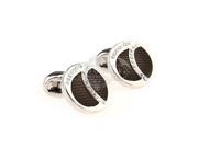 Round Crystal Cufflinks with Brown Backing