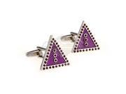 Triangle Red Crystal Cufflinks with Purple Central