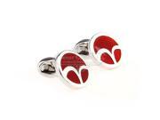 Round Silver and red Cufflinks