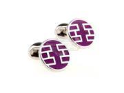 Round Purple and Silver Cufflinks with Mystical Sign