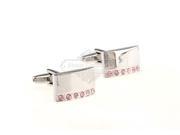 Stainless Steel and Pink Crystal Cufflinks