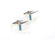 Wedge Blue Crystal Silver Cufflinks