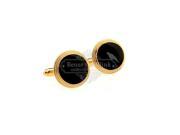 Black Paint and Gold Setting Round Cufflinks for holiday
