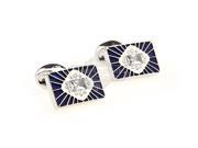 Rectangle Crystal Cufflinks with Blue Radiant Frame