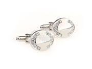 Oval Silver and Crystal Cufflinks