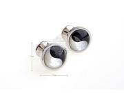 Tai Chi overbearing black and white Onyx silver cufflinks