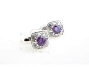 Return of the King Purple Crystal plating silver Square Cufflinks