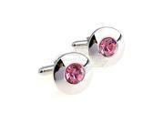 Classic pink crystal mosaic in center plating steel cufflinks