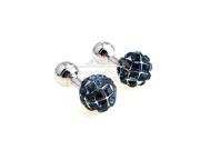 Romance blue crystal mosaic plating steel ball cufflinks
