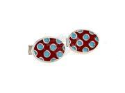 Blue and Red Oval Honeycomb Novelty Cufflinks