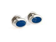Blue and Silver Oval Cufflinks