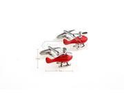 Novelty Painting Red Color Helicopter Cufflinks