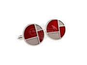Red and White Enamel Round Cufflinks for men