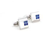 Romance four pieces of blue crystle plating steel square cufflinks