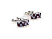 Romance blue and red crystal mosaic camber cufflinks