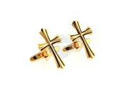 Gold and Purple Color Cross Cufflinks