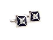 White Crystal Cufflinks with Blue Color