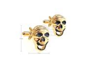 Novelty engraved pirate skull modeling gold cufflinks