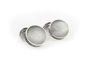 Silver Round Metal Inlay Opal Cufflinks