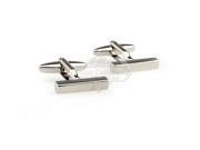 Simple Clean Silver Color Rectangle Cufflinks