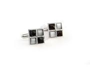 White an Black Opal Square Cufflinks