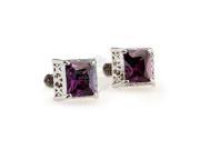 Luxury Purple Crystal Square Cufflinks